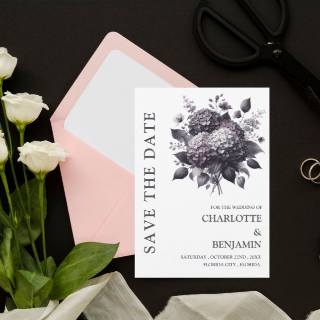 Gothic Theme Hydrangea Floral Wedding  Save The Date (Creator Uploaded)