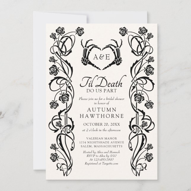 Gothic Til Death Bridal Shower Invitation (Front)