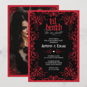 Gothic Til Death Photo Engagement Party Invitation