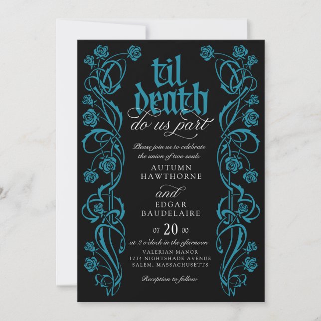 Gothic Til Death Wedding Invitation (Front)
