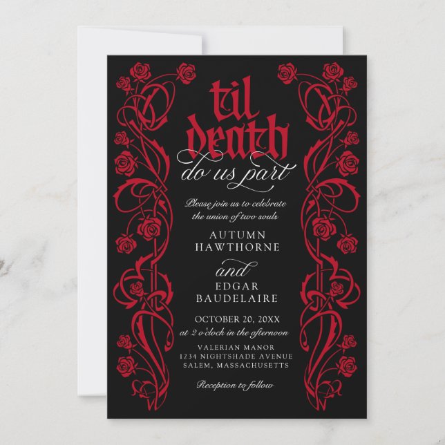 Gothic Til Death Wedding Invitation (Front)