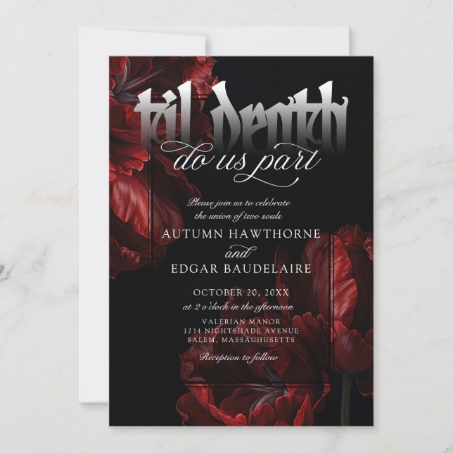 Gothic Til Death Wedding Invitation (Front)