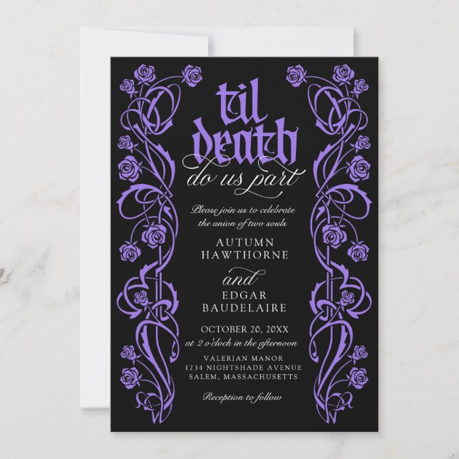 Gothic Til Death Wedding Invitation (Front)
