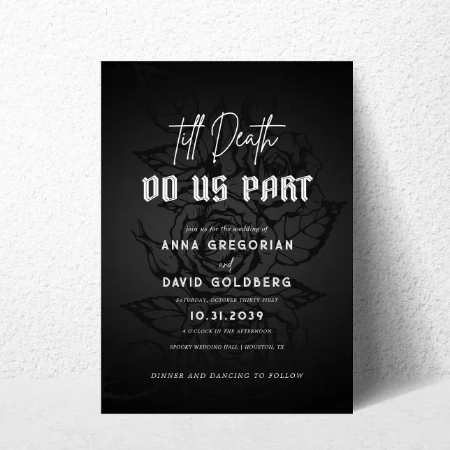 Gothic Till Death Do Us Part Halloween Wedding Invitation | Zazzle