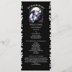 Gothic Till Death Roses Skeleton Black Wedding  Programme