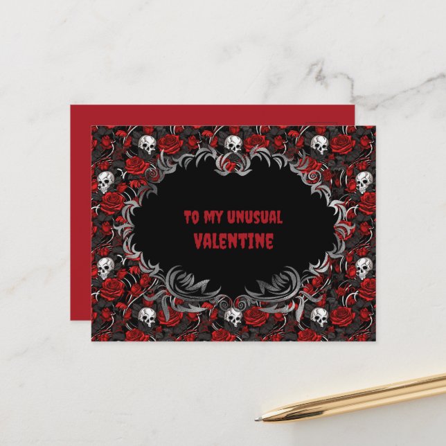 Gothic To my unusual Valentine  Postcard (Front/Back In Situ)
