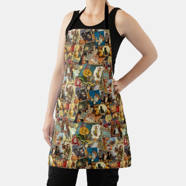 Gothic Traditional Vintage Halloween Greetings Apron (Insitu)