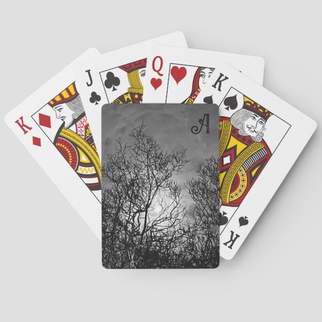 Gothic Tree Mystical Monogram Playing Cards (Back)