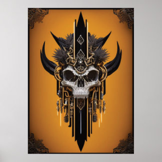 Gothic Tribal Skull Poster