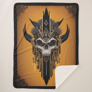 Gothic Tribal Skull Sherpa Blanket