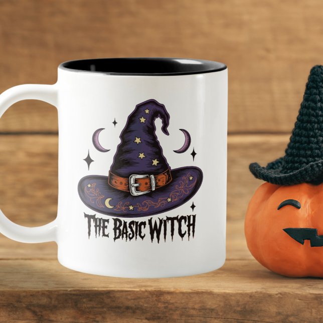 Gothic Typography Basic Witch Hat Coffee Halloween Two-Tone Coffee Mug (Creator Uploaded)