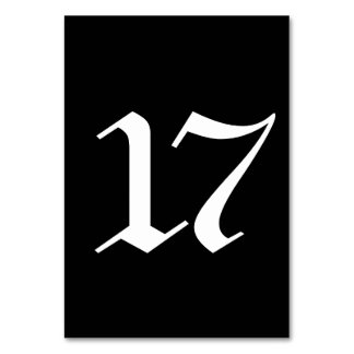 Gothic typography black wedding  table number