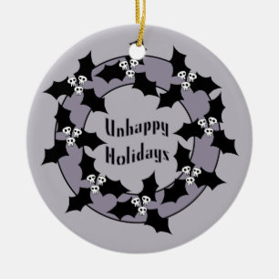 Gothic Unhappy Holidays Wreath Ceramic Tree Decoration