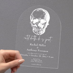 Gothic Until Death Skull Arch Wedding Acrylic Invitations