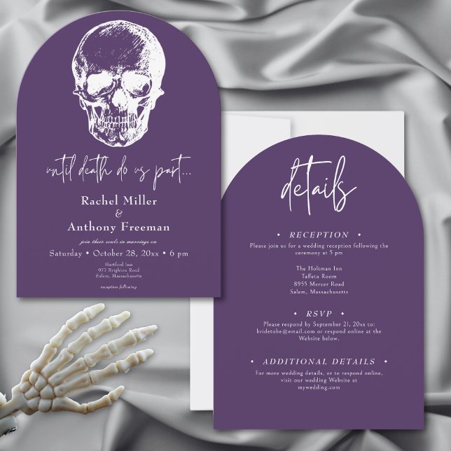 Gothic Until Death Skull Arch Wedding Two Sided Invitation (Gothic Until Death Skull Arch Wedding Two Sided Invitation)