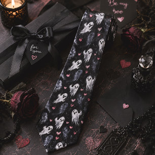 Gothic Valentine Ghosts & Hearts Tie
