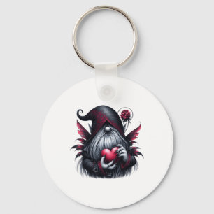 Gothic Valentine Gnome  Key Ring