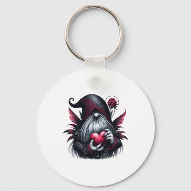 Gothic Valentine Gnome  Key Ring (Front)