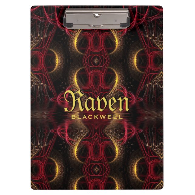 Gothic Valentine Gold Hearts Dark Arts Clipboard (Front)