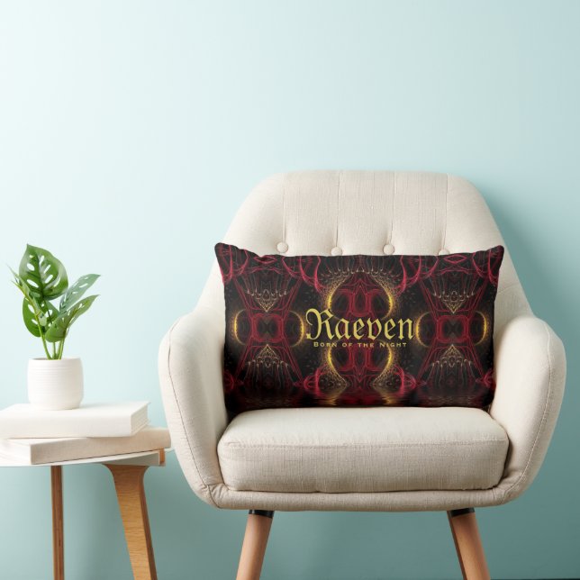 Gothic Valentine Gold Hearts Dark Romance Lumbar Cushion (Chair)
