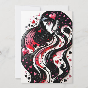 Gothic Valentine Red & Black Hearts Holiday Card