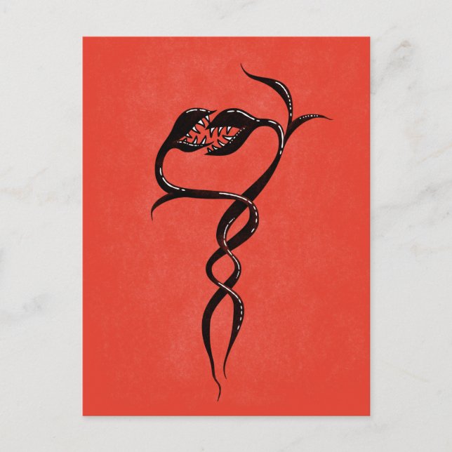 Gothic Valentine Snake Plants In Love Postcard (Front)