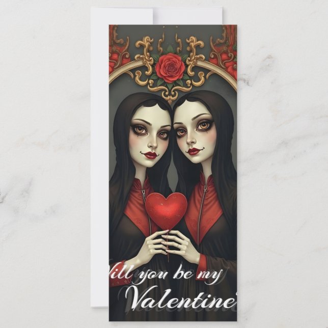 Gothic Valentine Twins with Red Heart (Front)