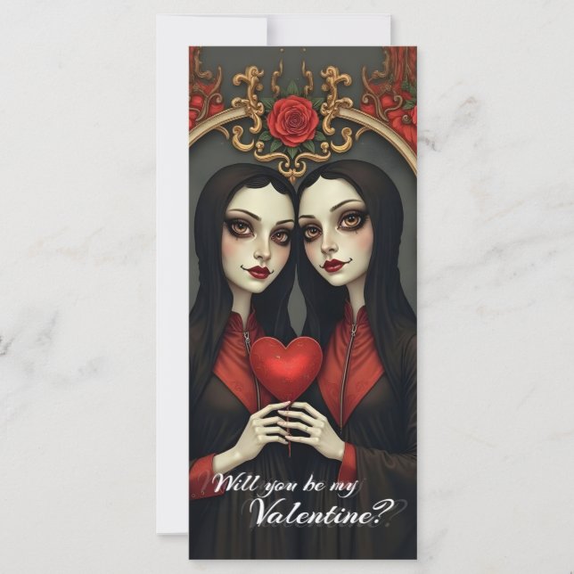 Gothic Valentine Twins with Red Heart (Front)