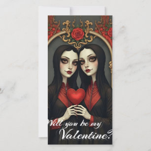 Gothic Valentine Twins with Red Heart