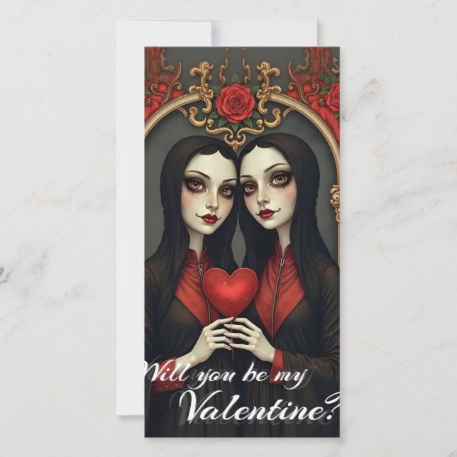 Gothic Valentine Twins with Red Heart (Front)
