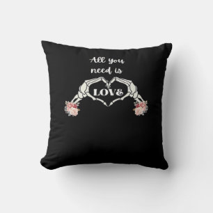 Gothic Valentines Classic - Skeleton Hands Heart  Cushion