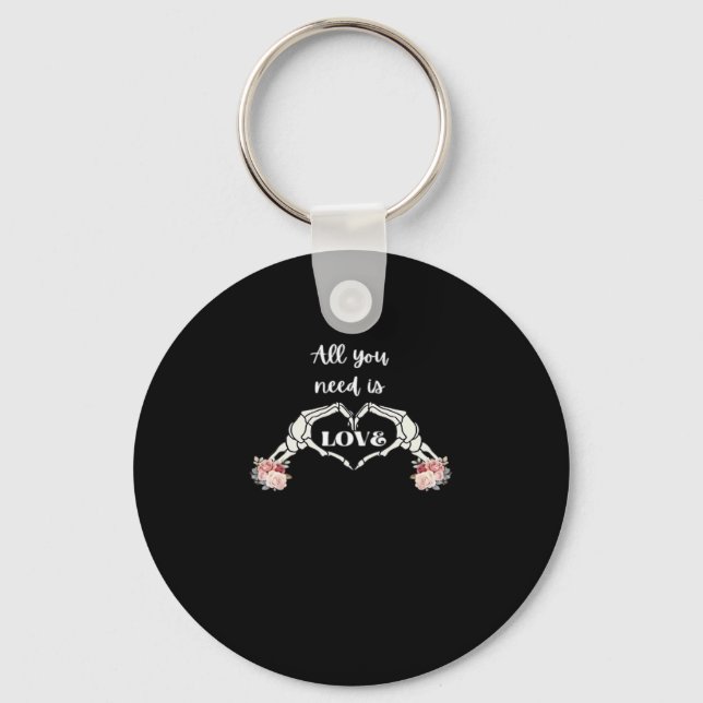Gothic Valentines Classic - Skeleton Hands Heart  Key Ring (Front)