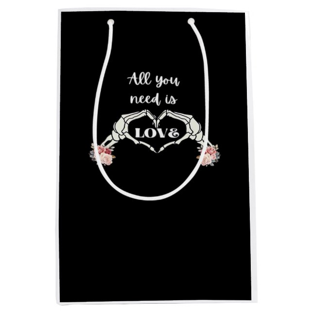 Gothic Valentines Classic - Skeleton Hands Heart  Medium Gift Bag (Front)