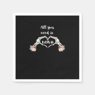 Gothic Valentines Classic - Skeleton Hands Heart Napkin