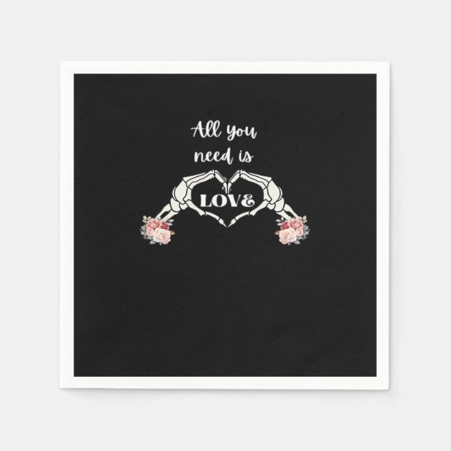Gothic Valentines Classic - Skeleton Hands Heart  Napkin (Front)
