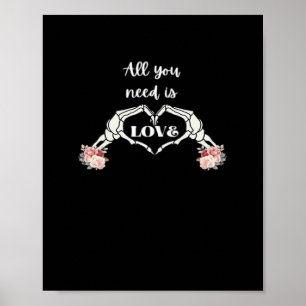 Gothic Valentines Classic - Skeleton Hands Heart Poster