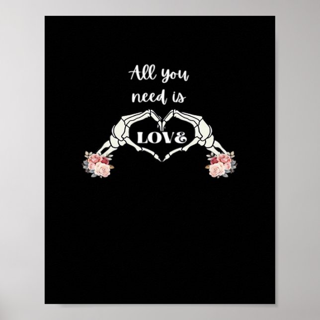 Gothic Valentines Classic - Skeleton Hands Heart  Poster (Front)
