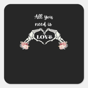 Gothic Valentines Classic - Skeleton Hands Heart  Square Sticker
