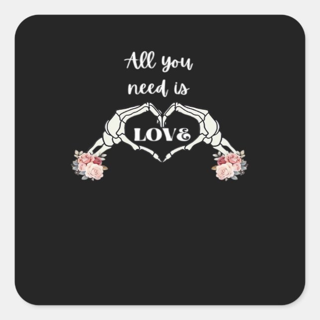 Gothic Valentines Classic - Skeleton Hands Heart  Square Sticker (Front)