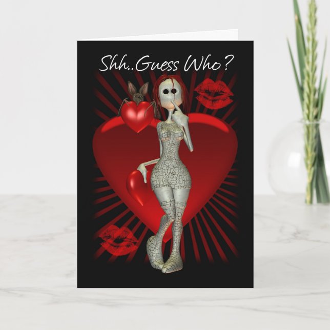 Gothic Valentine's Day Card With Moonies Rag Doll (Front)
