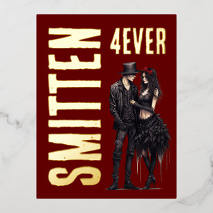 Gothic Valentine's Day  Foil Holiday Postcard