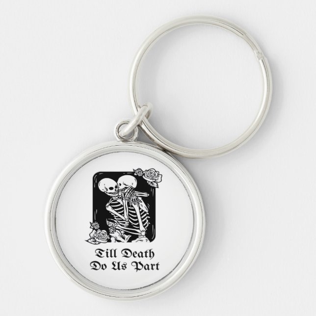 Gothic Valentines Day Till Death Do Us Part Skelet Key Ring (Front)
