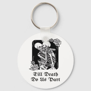 Gothic Valentines Day Till Death Do Us Part Skelet Key Ring