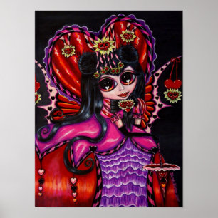 Gothic Valentine's Fairy Parasol Hearts Flowers Poster