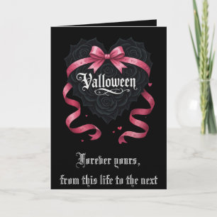 Gothic Valloween Script Roses and Garlands Holiday Card