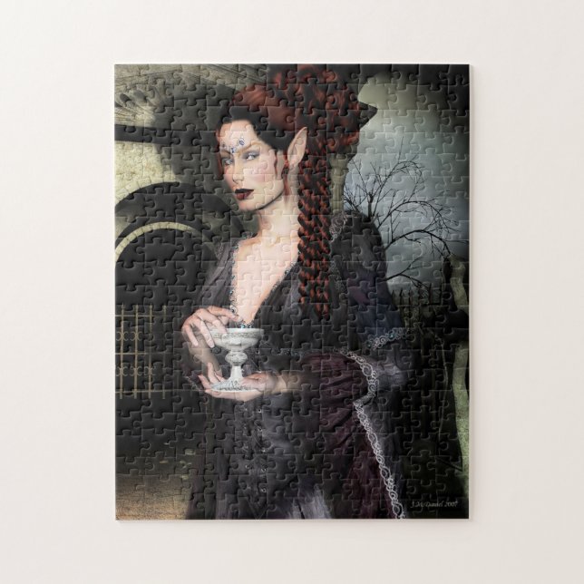 Gothic Vampire and Mausoleum Jigsaw Puzzle (Vertical)