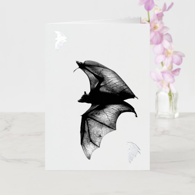 Gothic Vampire Bats Foil Greeting Card (Orchid)