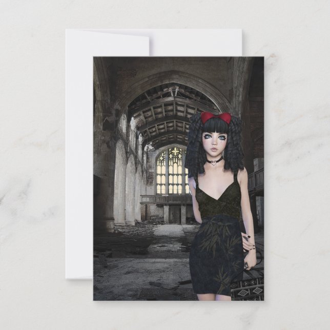 gothic vampire black dress girl woman church (Front)