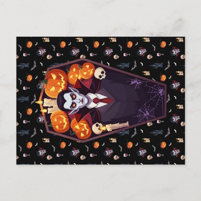 🦇 Gothic Vampire Black Postcard 🖤🎃 (Front)