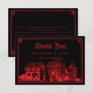 Gothic Vampire Castle Black Red Wedding Thank You Card